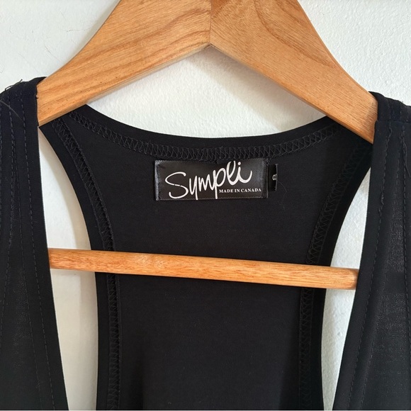 Sympli Black Avant-Garde Asymmetrical Tank Top ( fits S-M) - Picture 3 of 5
